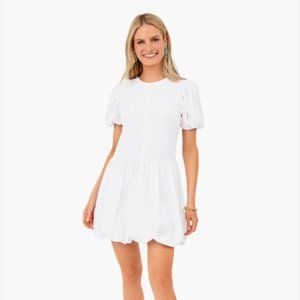 Hyacinth House White Mini Bubble Skirt Pearl Dress